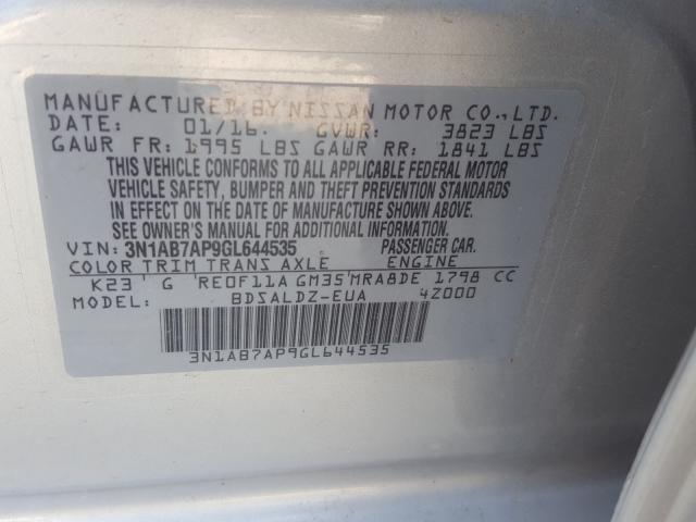 2016 NISSAN SENTRA 3N1AB7AP9GL644535