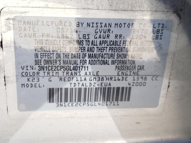 2016 NISSAN VERSA NOTE 3N1CE2CP5GL401711