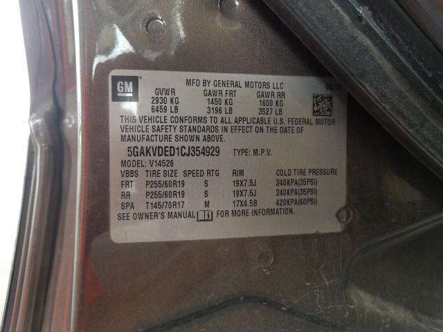 2012 BUICK ENCLAVE 5GAKVDED1CJ354929