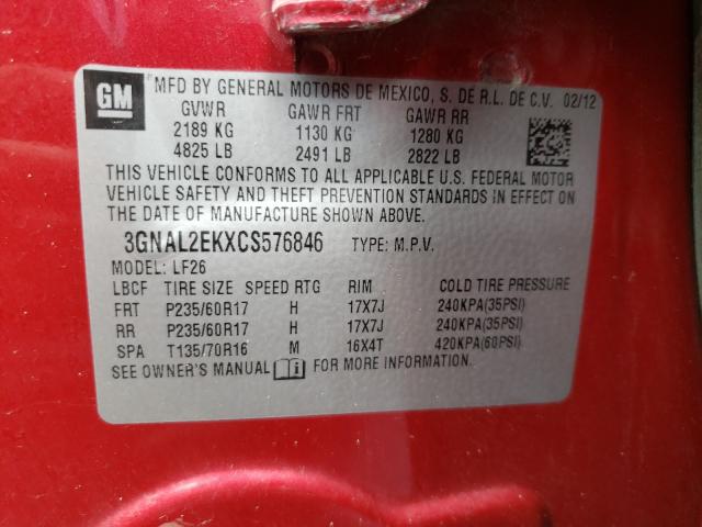 2012 CHEVROLET CAPTIVA SP 3GNAL2EKXCS576846