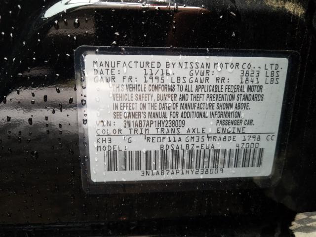 2017 NISSAN SENTRA S 3N1AB7AP1HY238009