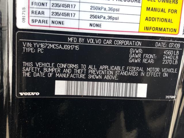 2010 VOLVO C70 T5 YV1672MC5AJ091715