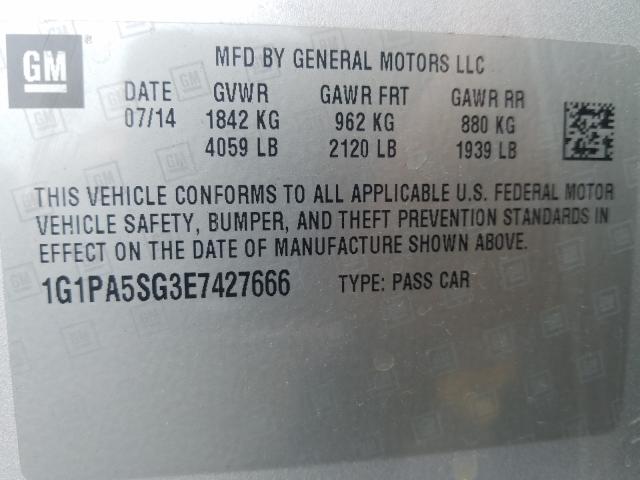 2014 CHEVROLET CRUZE LS 1G1PA5SG3E7427666