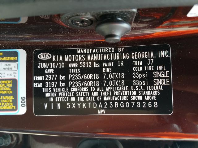 2011 KIA SORENTO BA 5XYKTDA23BG073268