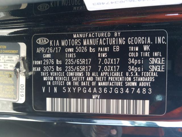 5XYPG4A36JG347483 KIA SORENTO LX