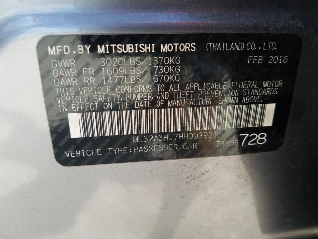 2017 MITSUBISHI MIRAGE ES ML32A3HJ7HH003921