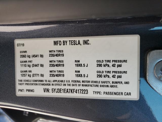2019 TESLA MODEL 3 5YJ3E1EA7KF417223