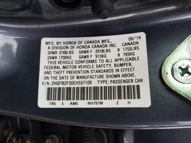 2014 HONDA CIVIC LX 2HGFB2F50EH557109