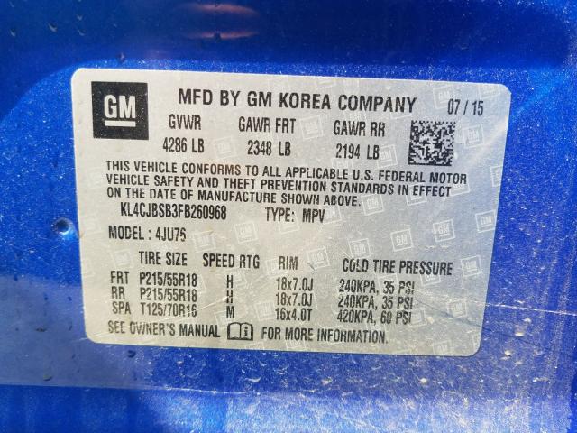 2015 BUICK ENCORE KL4CJBSB3FB260968