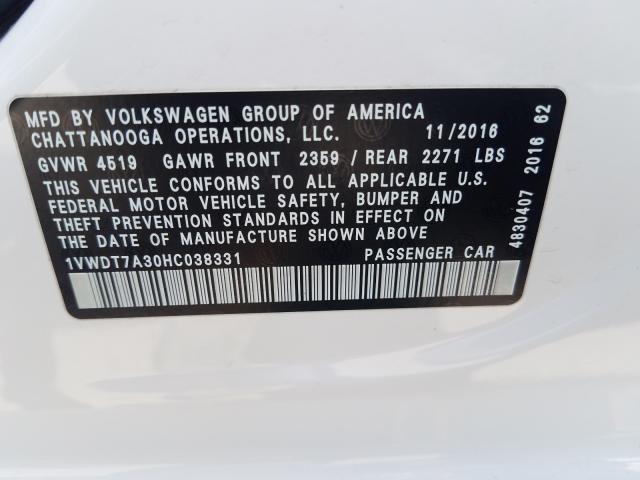 2017 VOLKSWAGEN PASSAT R-L 1VWDT7A30HC038331