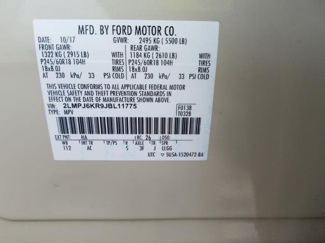 2018 LINCOLN MKX SELECT 2LMPJ6KR9JBL11775