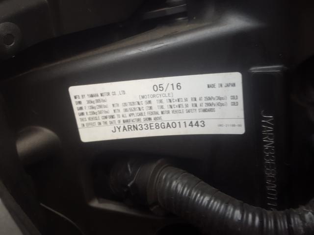 2016 YAMAHA FZ09 JYARN33E8GA011443