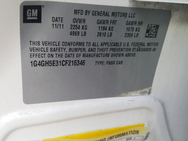 2012 BUICK LACROSSE P 1G4GH5E31CF216346