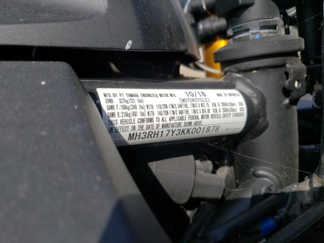 2019 YAMAHA YZFR3 MH3RH17Y3KK001878