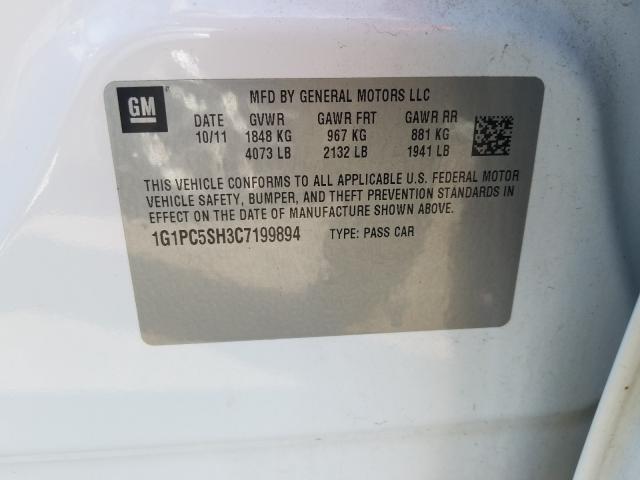 2012 CHEVROLET CRUZE LS 1G1PC5SH3C7199894