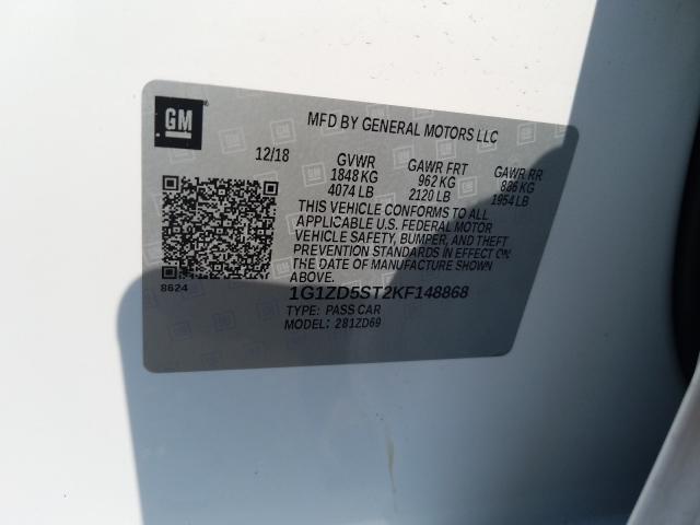 2019 CHEVROLET MALIBU LT 1G1ZD5ST2KF148868