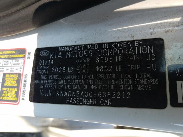 2014 KIA RIO EX KNADN5A30E6362212
