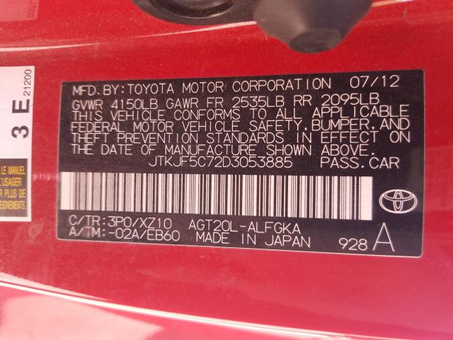 2013 TOYOTA SCION TC JTKJF5C72D3053885