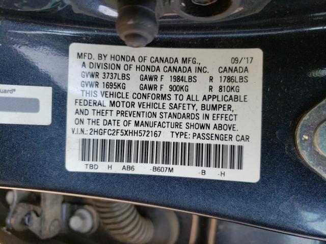 2017 HONDA CIVIC LX 2HGFC2F5XHH572167