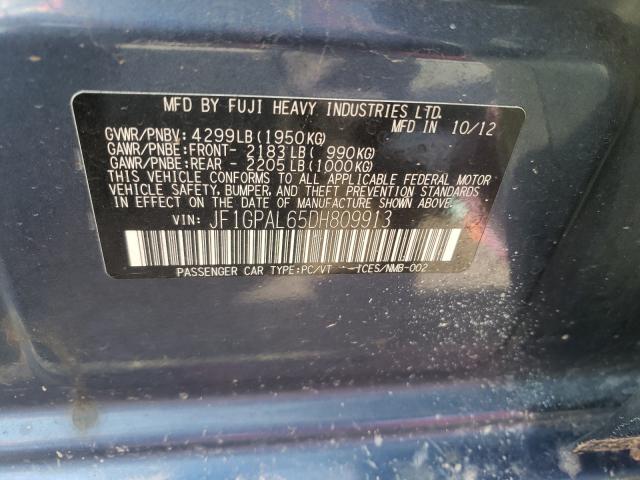 2013 SUBARU IMPREZA SP JF1GPAL65DH809913