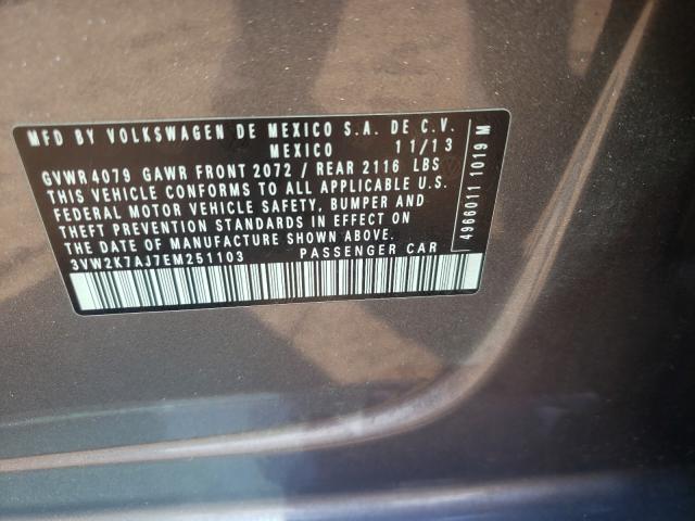 2014 VOLKSWAGEN JETTA BASE 3VW2K7AJ7EM251103
