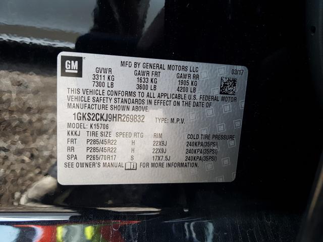 2017 GMC YUKON DENA 1GKS2CKJ9HR269832