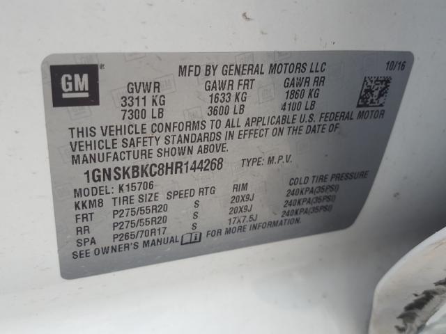 2017 CHEVROLET TAHOE K150 1GNSKBKC8HR144268