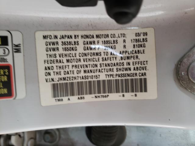 2010 HONDA INSIGHT EX JHMZE2H71AS010157