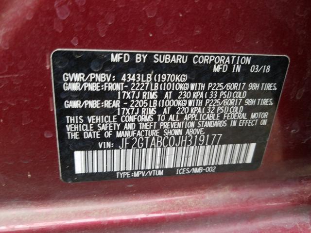 2018 SUBARU CROSSTREK JF2GTABC0JH319177