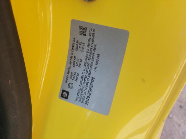 2015 CHEVROLET CAMARO LT 2G1FD1E39F9291029