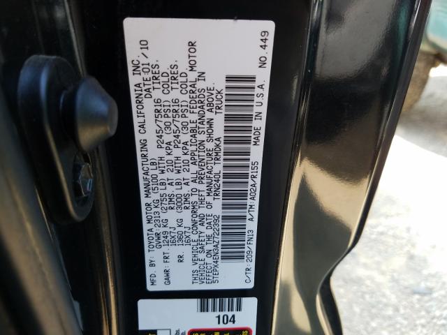 2010 TOYOTA TACOMA 5TEPX4EN3AZ722392