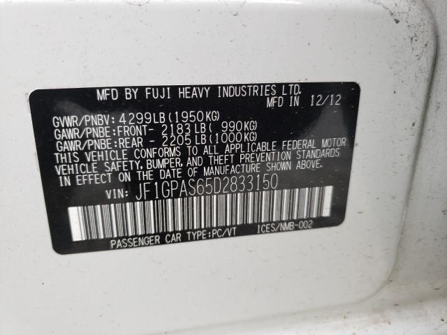 2013 SUBARU IMPREZA SP JF1GPAS65D2833150