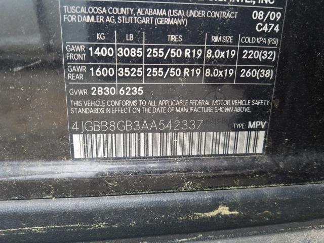 2010 MERCEDES-BENZ ML 350 4MA 4JGBB8GB3AA542337