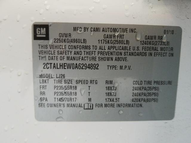 2010 GMC TERRAIN SL 2CTALHEW0A6294892