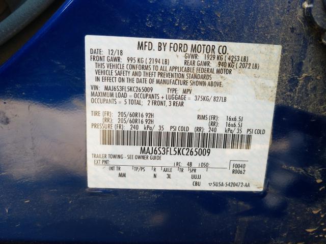 2019 FORD ECOSPORT MAJ6S3FL5KC265009
