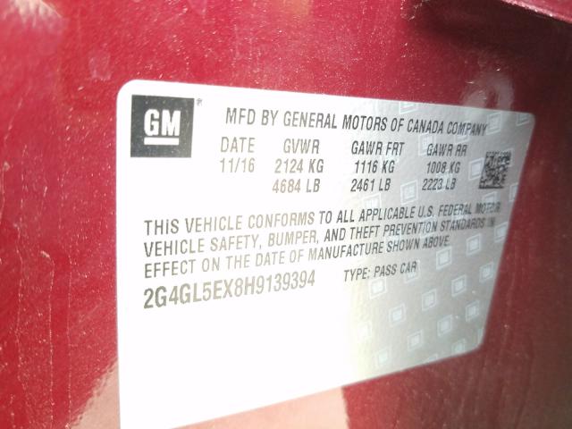 2017 BUICK REGAL SPOR 2G4GL5EX8H9139394
