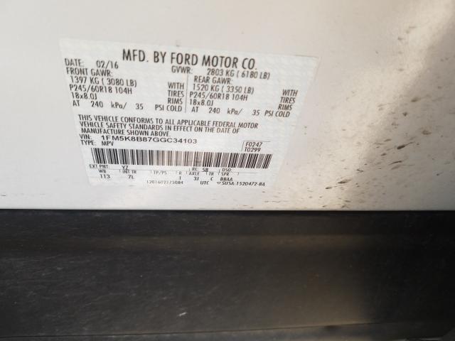 2016 FORD EXPLORER 1FM5K8B87GGC34103