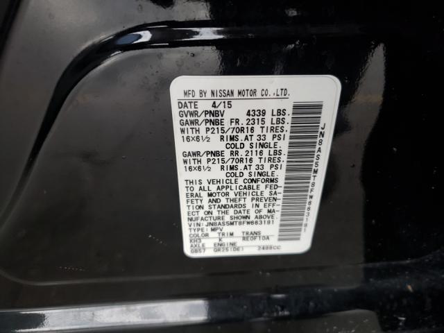 2015 NISSAN ROGUE SELE JN8AS5MT8FW663181