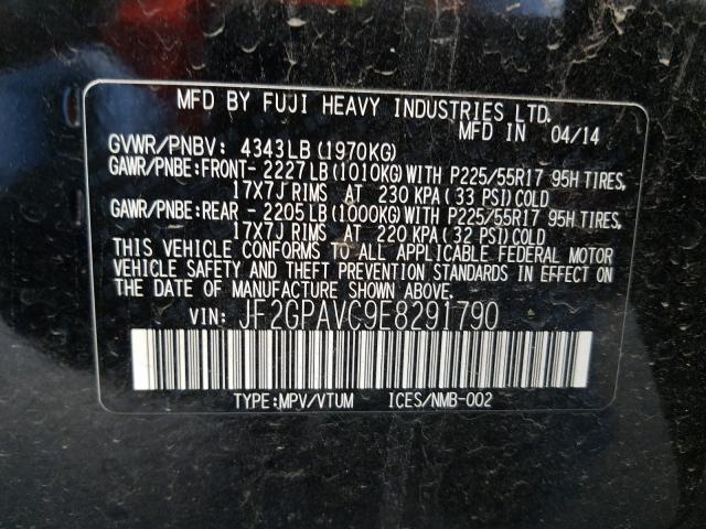 2014 SUBARU XV CROSSTR JF2GPAVC9E8291790