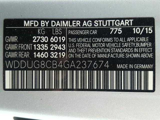 2016 MERCEDES-BENZ S 550 WDDUG8CB4GA237674