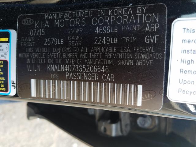 2016 KIA CADENZA LU KNALN4D73G5206646