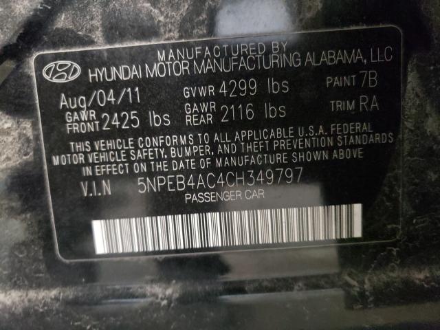 2012 HYUNDAI SONATA GLS 5NPEB4AC4CH349797