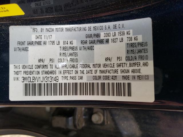 2018 TOYOTA YARIS IA 3MYDLBYV1JY313149