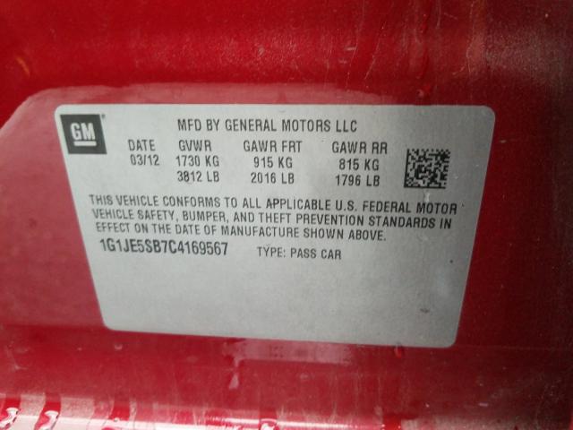 2012 CHEVROLET SONIC LTZ 1G1JE5SB7C4169567