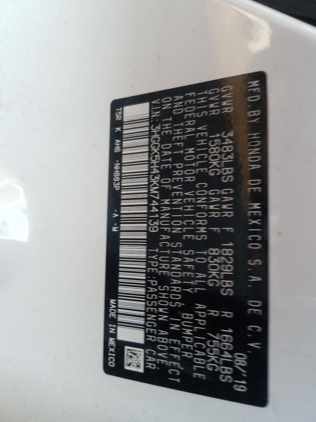 2019 HONDA FIT LX 3HGGK5H43KM744139