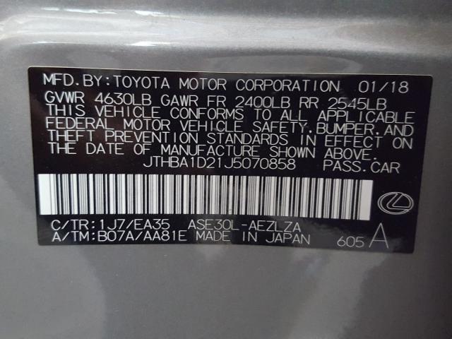 2018 LEXUS IS 300 JTHBA1D21J5070858