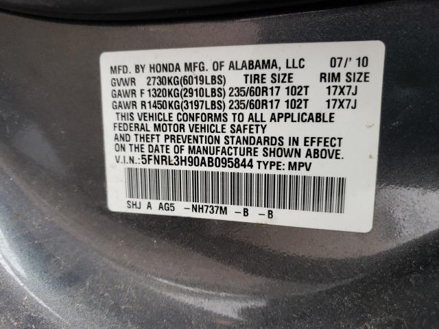 2010 HONDA ODYSSEY TO 5FNRL3H90AB095844