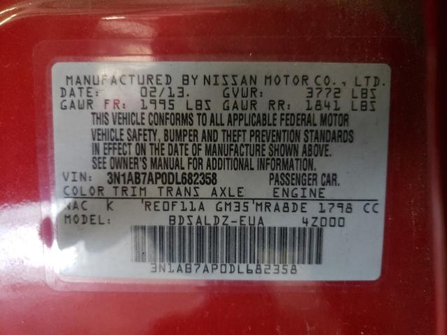 2013 NISSAN SENTRA S 3N1AB7AP0DL682358