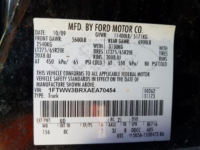 2010 FORD F350 SUPER 1FTWW3BRXAEA70454