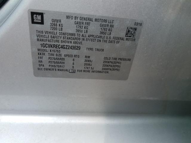 2016 CHEVROLET SILVERADO 1GCVKREC4GZ243629